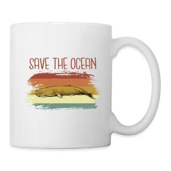 Wal Pottwal Buckelwal Rette den Ozean Geschenk - Tasse - Weiß - Rechts