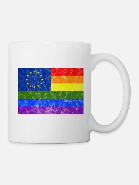 LGBT Regenbogen Fahne Europa Symbol EU Gay Pride - Tasse - Weiß