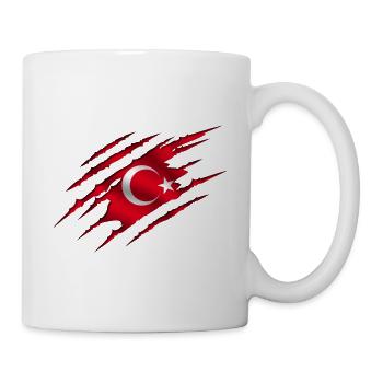 Türkei Turkey Turkiye Flagge Fahne aufgerissen - Tasse - Weiß - Rechts