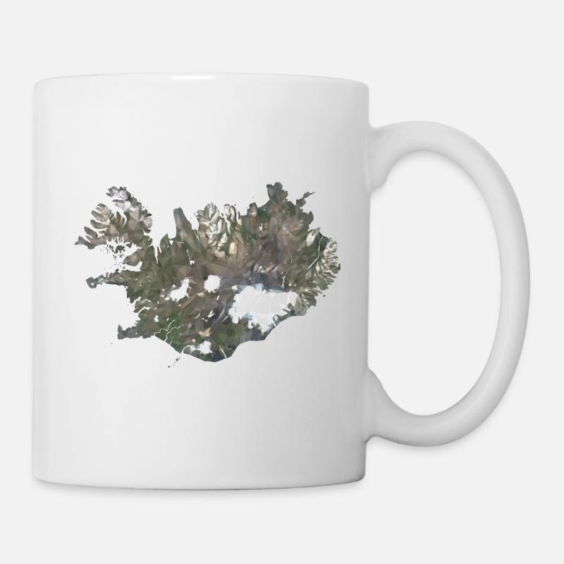 Island Karte Low Poly Stil - Tasse - Weiß