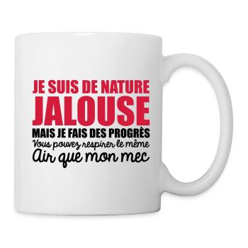 je suis de nature jalouse mais je fais des progrès - Mug blanc - blanc - Droite