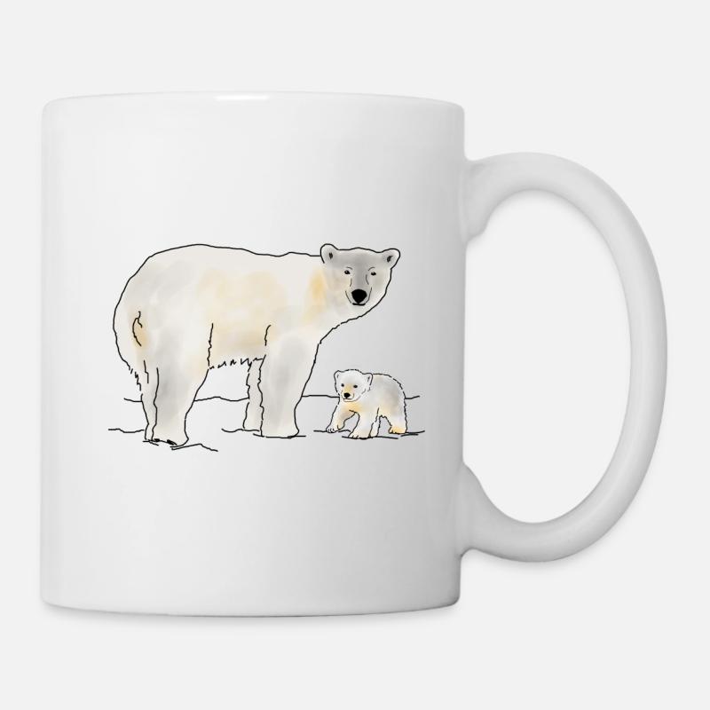 Eisbär mit Jungtier - Tasse - Weiß