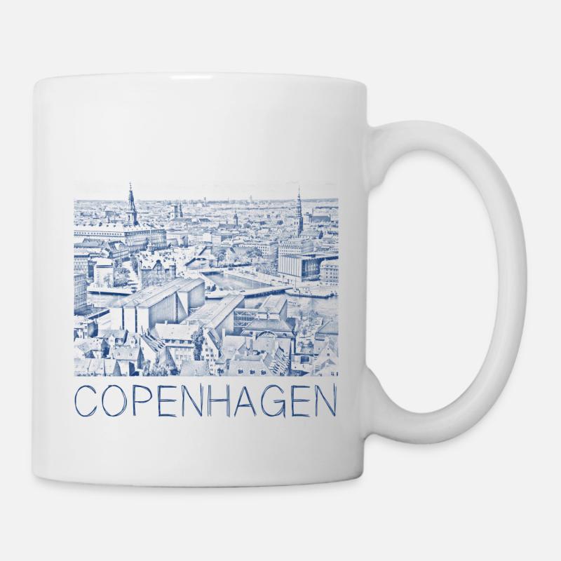 Dessin à la plume Copenhague - Mug blanc - blanc