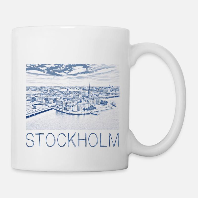 Dessin à la plume Stockholm - Mug blanc - blanc