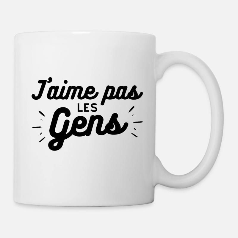 J'aime pas les gens cadeau humour insociable - Mug blanc - blanc