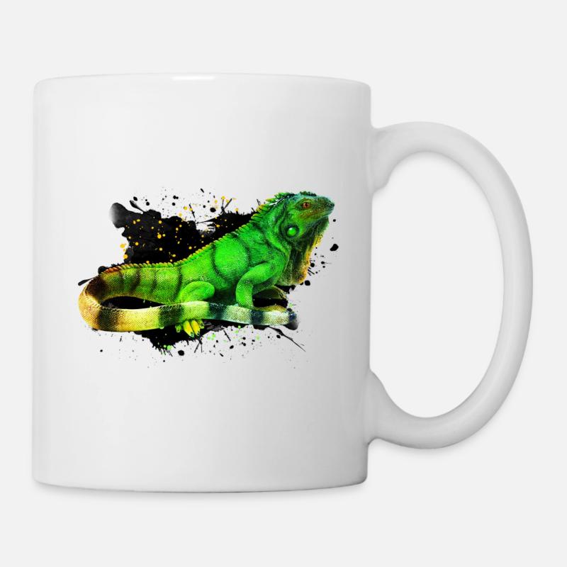 Retro Leguan Farbe Spritzer Reptilien Keeper Eidechse - Tasse - Weiß