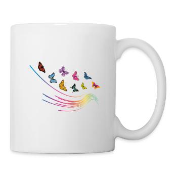 Fliegende Schmetterlinge Welle - Tasse - Weiß - Rechts