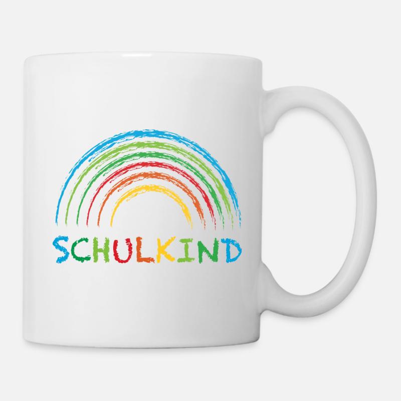 Schulkind Regenbogen Geschenk Einschulung - Tasse - Weiß
