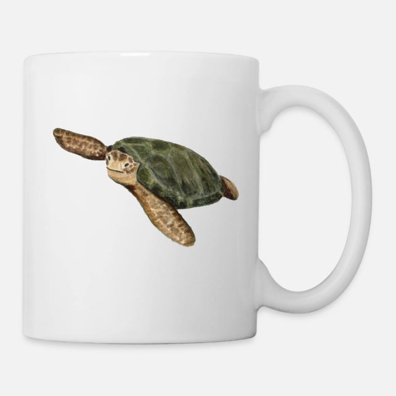 grüne Schildkröte - Tasse - Weiß