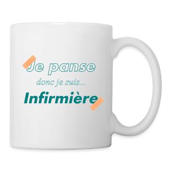 Je panse donc je suis infirmière - humour - Mug blanc - blanc - Droite