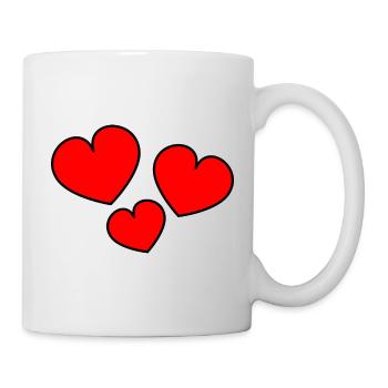 HERZ. HERZ. HERZ. KÜSSEN. SCHMATZEN. KÜSST. - Tasse - Weiß - Rechts