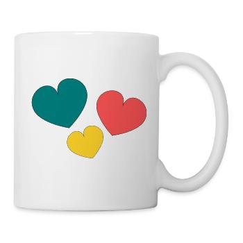 HERZ. HERZ. HERZ. KÜSSEN. SCHMATZEN. KÜSST. - Tasse - Weiß - Rechts