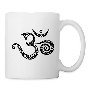 Om, Mantra, Muster, 23 Farben frei wählbar - Tasse - Weiß - Rechts