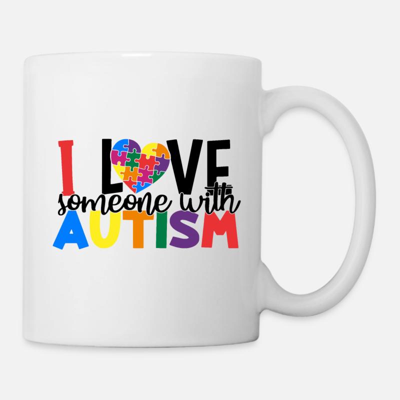 J'aime quelqu'un avec l'autisme - Mug blanc - blanc