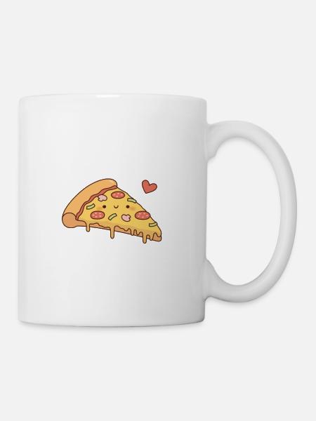 Nette Pizza und Herz kritzeln - Tasse - Weiß