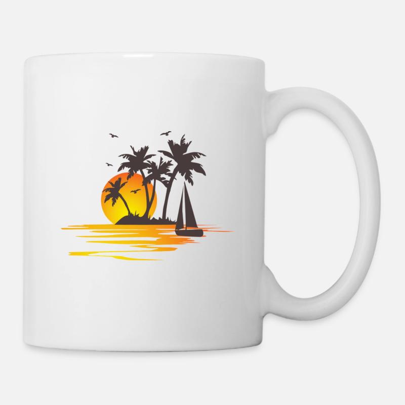 Palmen Urlaub Ferien Sommer Geschenk - Tasse - Weiß