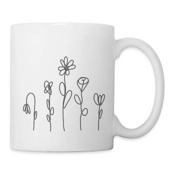 five minimalist one line lineart flowers - Mug - white - Right