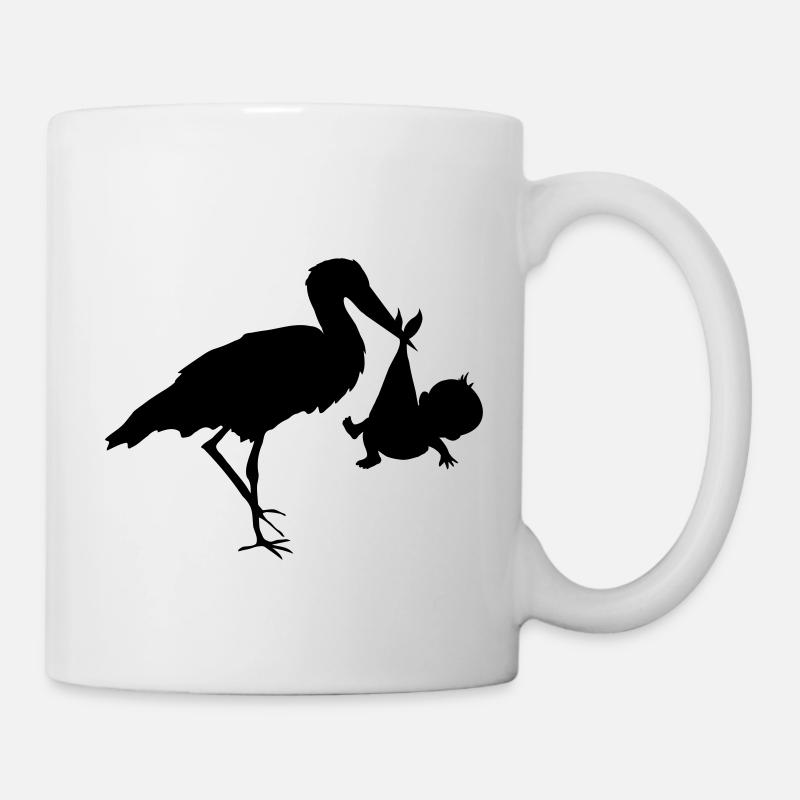 Baby und Storch - Tasse - Weiß