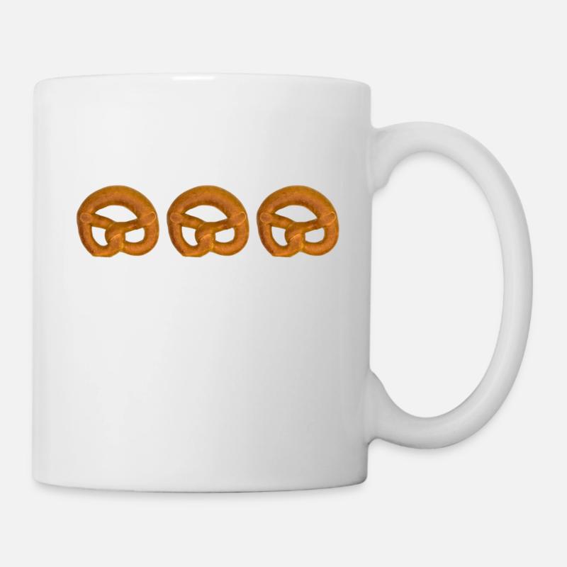Brezel. Pretzel. Kringlu. Galleta salada. Precel. - Tasse - Weiß