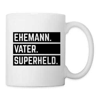 Ehemann Vater Superheld (Super Papa Superpapa 1C) - Tasse - Weiß - Rechts