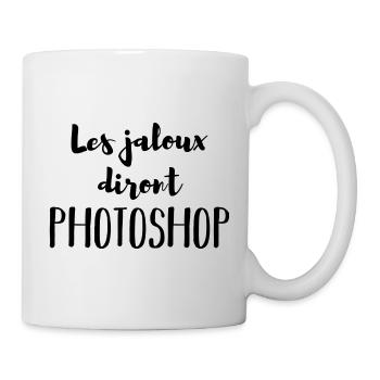Les jaloux diront Photoshop noir - Mug blanc - blanc - Droite