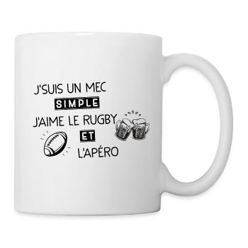 Idée cadeau mec simple j'aime le rugby et l'apéro - Mug blanc - blanc - Droite