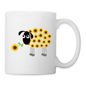 Schaf mit Blume - Lamm Sonnenblume Liebhaber - Tasse - Weiß - Rechts