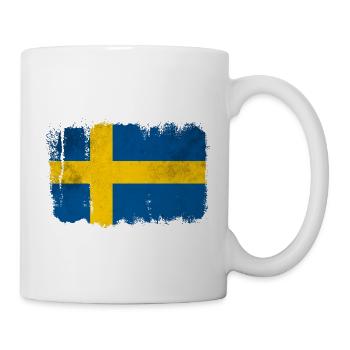 Schwedische Flagge - Tasse - Weiß - Rechts