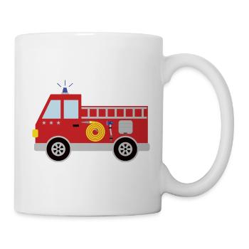 Feuerwehrauto mit Sternen - Tasse - Weiß - Rechts