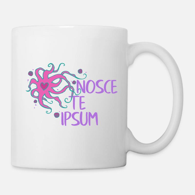Herz Krake - Nosce Te Ipsum - Latein 2 - Tasse - Weiß