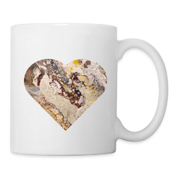 Fluid Art weiß rot Herz - Tasse - Weiß - Rechts