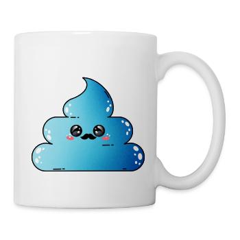 Blauer Poop - blauer Kackhaufen - Tasse - Weiß - Rechts