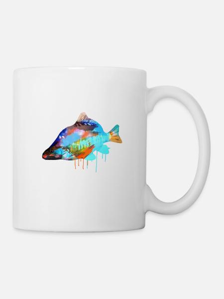 carpe, coloré, graffiti, peinture, poisson - Mug blanc - blanc
