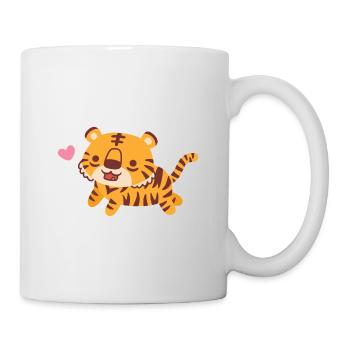 Tigre cabré mignon - Mug blanc - blanc - Droite