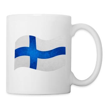 Karte/Flagge von Finnland - Tasse - Weiß - Rechts