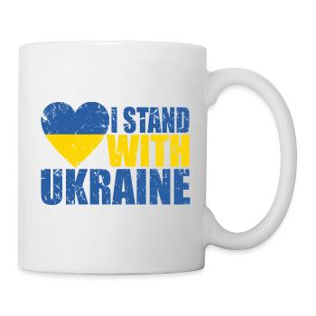I Stand With Ukraine, Flag Of Ukraine, Distressed - Mug - white - Right