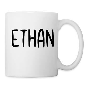 Ethan Custom Name Schriftart Text Geburtstag - Tasse - Weiß - Rechts