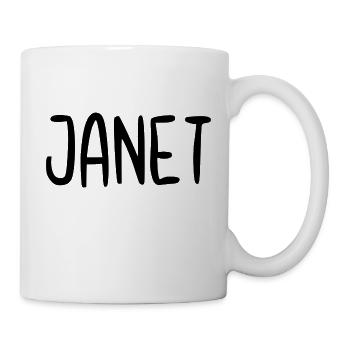 Janet Custom Name Schriftart Text Geburtstag - Tasse - Weiß - Rechts