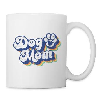 Dog Mom - Retro Dog Paw Funny Dog Lover Mom Gift - Mug - white - Right