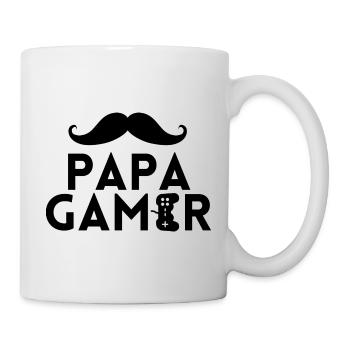 Papa gamer moustache - Mug blanc - blanc - Droite