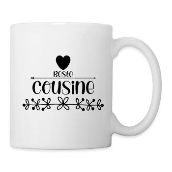 Beste Cousine Herzen & Blüten - Tasse - Weiß - Rechts