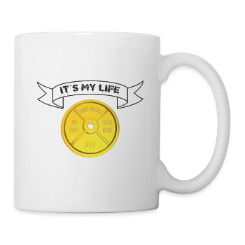 Plaque de poids Bannière « It ́s My Life » noir - Mug blanc - blanc - Droite