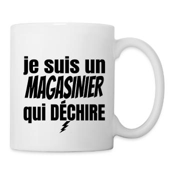 magasinier qui déchire - Mug blanc - blanc - Droite