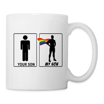 Gay Fils Mère Père LGBT Gay CSD Gay - Mug blanc - blanc - Droite