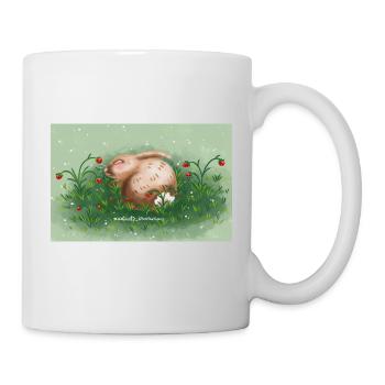 Hase und Erdbeeren - Tasse - Weiß - Rechts