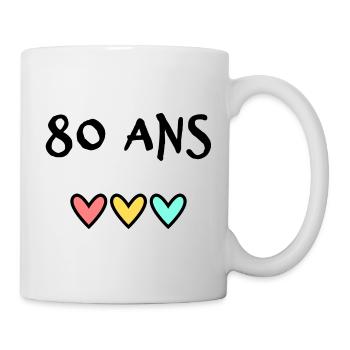 80 ANS. 80e ANNIVERSAIRE. ANNIVERSAIRE 80 ANS. 80 - Mug blanc - blanc - Droite