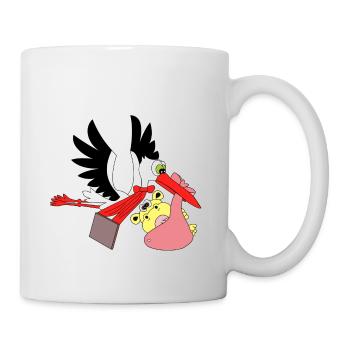 storch baby hippo kinder geburt schwangerschaft - Tasse - Weiß - Rechts