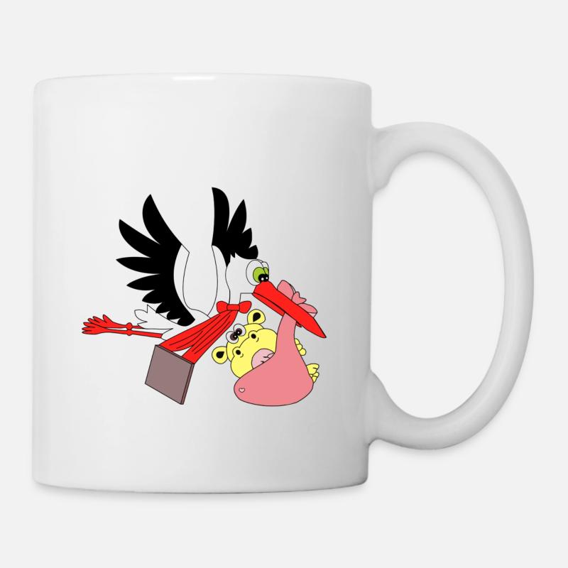 cigogne bébé hippopotame naissance grossesse - Mug blanc - blanc