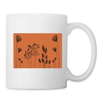 Fleurs fines dessinant orange noir - Mug blanc - blanc - Droite