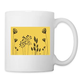 Drawing Flowers black yellow Fine Line Art - Mug - white - Right